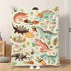 1 Flannel Throw Blanket Dinosaur and Plant Interaction 2 Shawl Blanket Nap Blanket Sofa Blanket Lightweight Soft Comfortable and W