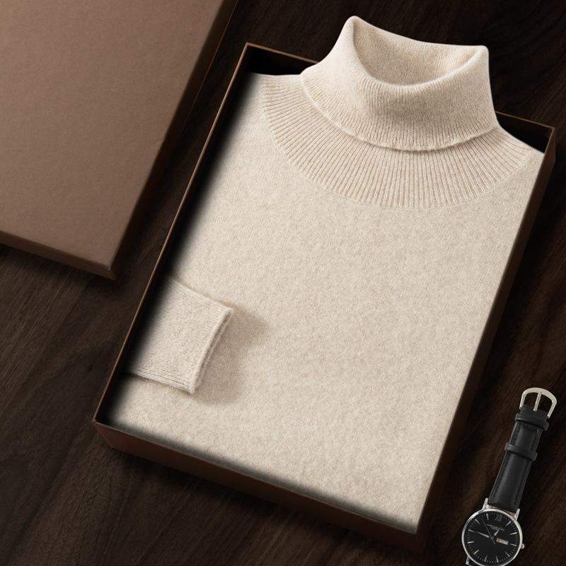 New cashmere sweater men's semi-turtleneck pure cashmere sweater men's loose bottoming cashmere knitted sweater