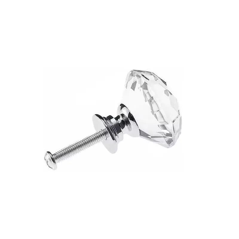4/8Pcs 30mm Diamond Shape Design Crystal Glass Knobs Cupboard Drawer Pull Kitchen Cabinet Door Wardrobe Handles Hardware