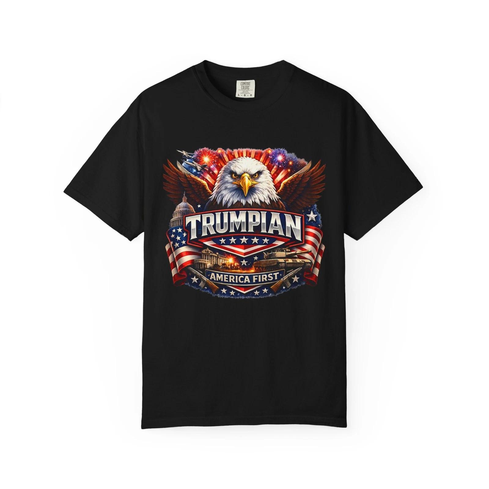 Trumpian Eagle America First T-shirt | Patriotic Flag Design S