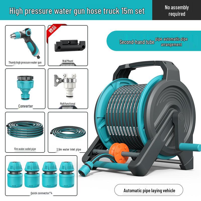High-Pressure Water Hose with Automatic Storage Reel for Gardening and Car Washing