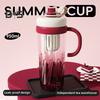 Reusable Drinking Mug Iced Coffee Cup Gradient Color Smoothie Cup 950ml Tumbler with Straw Leakproof BPA-Free Plastic Cup for Students