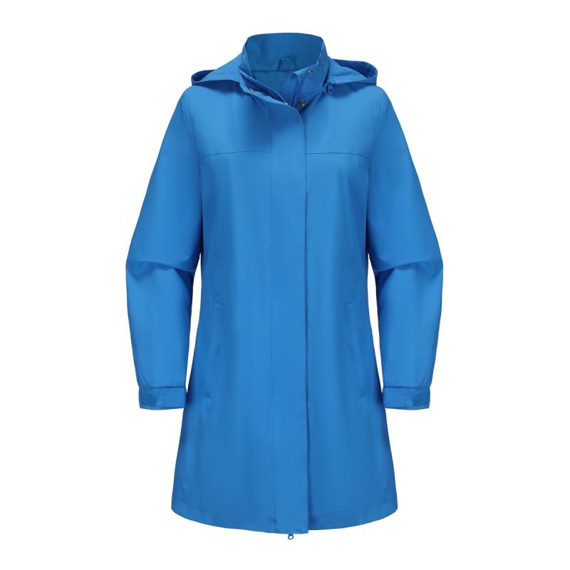 Womens Lightweight Waterproof Windbreaker Jacket Detachable Hood Solid Color Long Sleeve Casual Outerwear