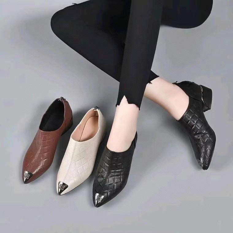 Ankle boots new small fragrant wind rhombus pattern iron bag pointed deep mouth women's shoes first layer cowhide temperament high heels