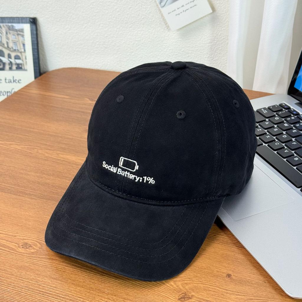 Fashion Hat Niche Electricity Embroidery Washed Old Hat Female American Versatile Soft Top Baseball Cap Korean Outdoor Duck Tongue Sun Cap