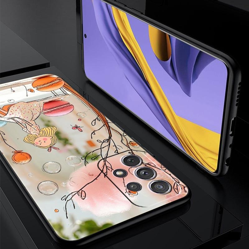Cartoon-Mädchen-Handyhülle für Samsung Galaxy A55 A35 A15 A14 A13 A25 A54 A51 A71 A72 A73 A32 A52 A41 5G Weiche TPU-Schale Fundas Taschen