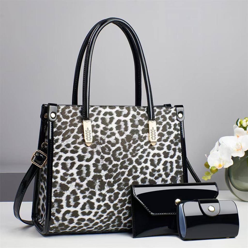 Leopard Texture Print Tote Bag Retro Fashion Women Square Handbag With Strap Crossbody Shoulder Bag Lady Gift Top Handle Bag