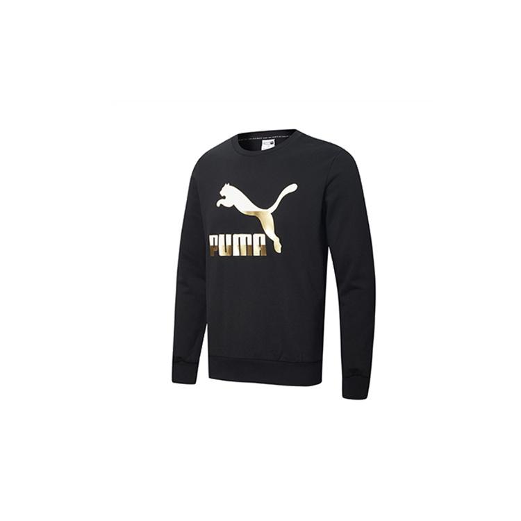 PUMA Classics Casual Printing Round Neck Black Gold Color Black Gold Men s 599296-51 L