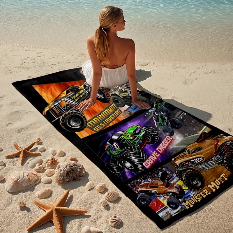 Beweis Strandtuch mit einem Monster Jam Muster - weich, saugfähig, schnelltrocknend, maschinenwaschbar - perfekt zum Schwimmen, Camping, Baden