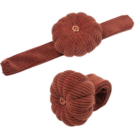 Pumpkin Shape Wrist Pin Cushion with Adjustable Snap Band Soft Corduroy DIY Needlework Craft Sewing Quilting Needles Holder Pincushion Sewing Supplies