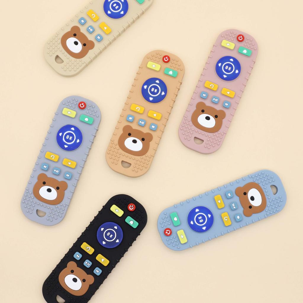 Children's silicone teething remote control baby mouthing period soothing teething teething remote control toys silicone teeth u
