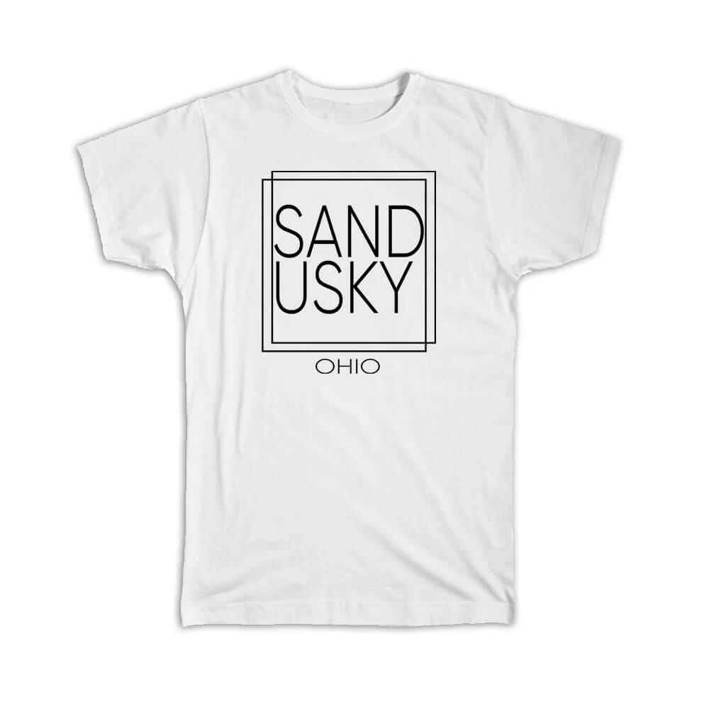 Gift T-Shirt : SANDUSKY Ohio Square Modern Minimalist Font 2XL