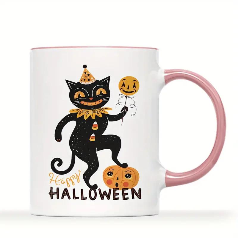 1pc 3A grade 11 oz Black Cat 2025 ceramic coffee mug for room Halloween decoration Birthday Christmas Holiday gift