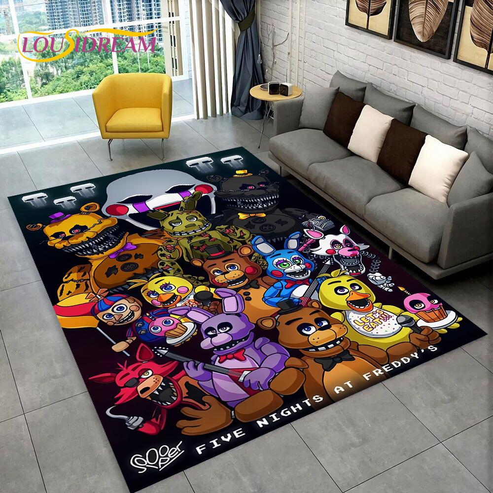 Horror Game FNAF Movie Freddy Bonnie Carpet Rug for Home Living Room Bedroom Sofa Doormat Decor,kids Play Area Rug Non-slip Mat