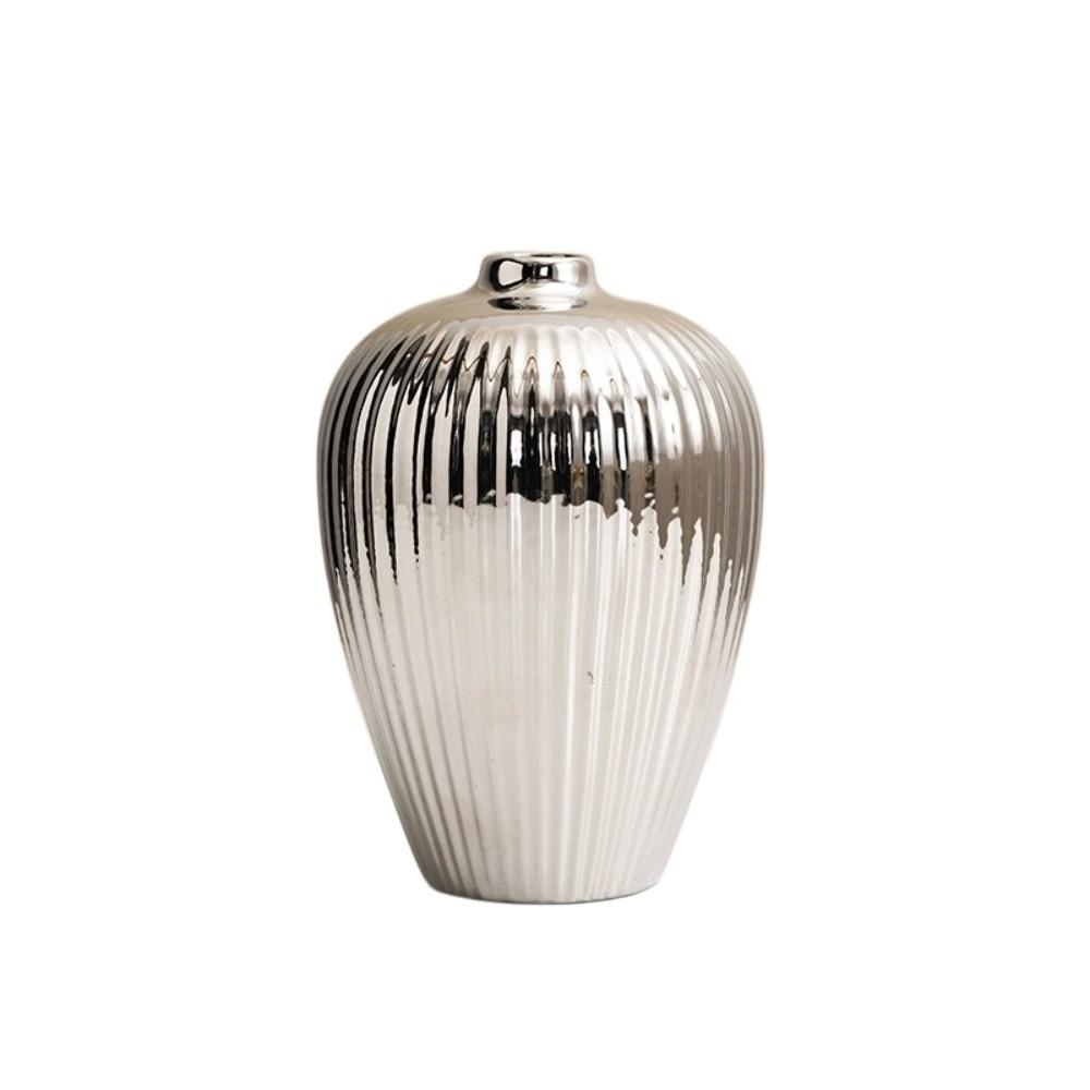 Decorative Flowerpot Floral Arrangement Tabletop Decor Ceramic Electroplated Vase  Living Room