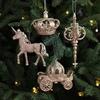 Christmas Glitter Reindeer House Pendant Tree Ornaments and Decorations