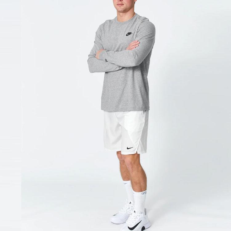 Nike Solid Color Brand Logo Round Neck Long Sleeve T-Shirt Men tops Light-Gray AR5193-063