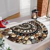 Colored Pebbles And Floral Welcome Mat-non-slip, Easy-to-clean Semicircular Door Mat, Suitable For Indoor/outdoor Use