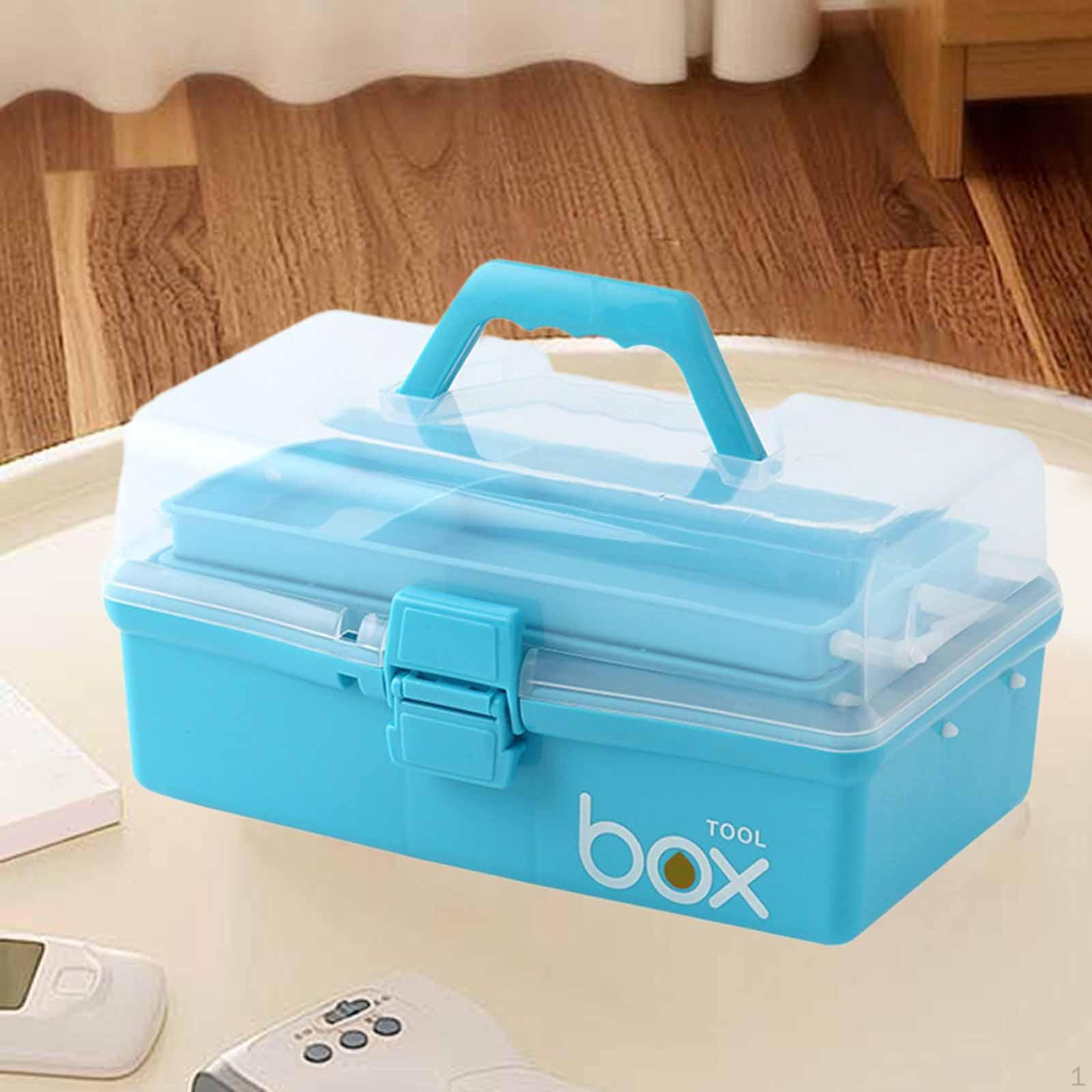 

Портативный медицинский ящик для художественных поделок, футляр для хранения небольших лекарств, аптечка первой помощи синий