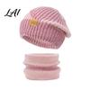 Comfortable Thermal Winter Gear Hat Neck Warmer Set Fleece Lined Knitted Hat Thickened Warm Stylish Gift for Her Knit And Scarf Women Cold