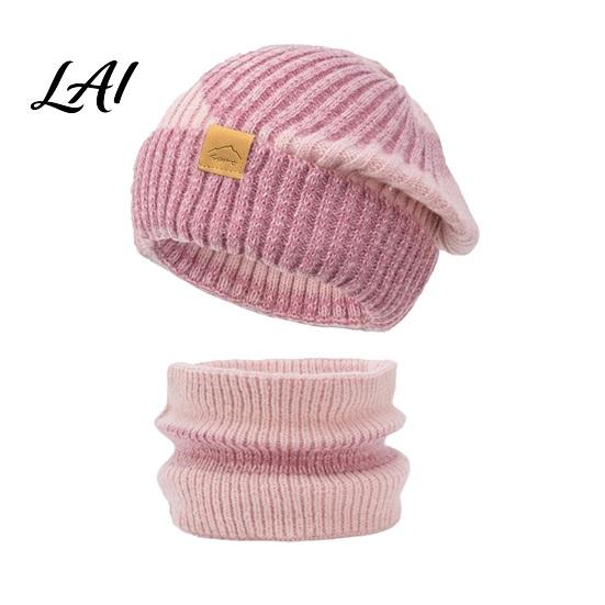Comfortable Thermal Winter Gear Hat Neck Warmer Set Fleece Lined Knitted Hat Thickened Warm Stylish Gift for Her Knit And Scarf Women Cold