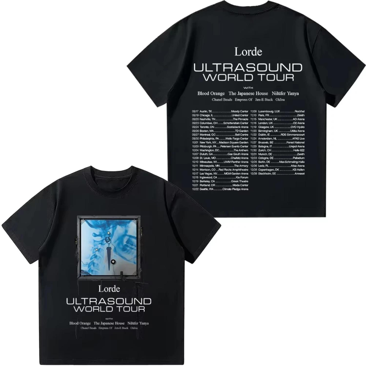 Lorde Ultrasound World Tour 2026  Lorde Merch Graphic Tee New Versatile for Women_Men Tshirt Cotton Short Sleeve Clothes S