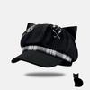 Y2K Plaid Octagonal Hat Irregular Painter Artist Cap Fashion Cat Ears Beret Hat  Travel
