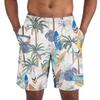 Men's Casual Printed Drawstring Shorts Loose Fit Lightweight Summer Beach Shorts with Elastic Waistband and Side Pockets
