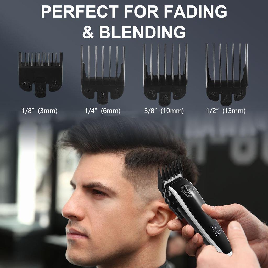 Hatteker Electric Clipper 2 PC Set 4-Level Power Digital LCD Display Men's Oil Head Sculpting with Precision USB Charge