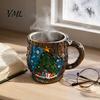 Christmas Mug Decorations Theme with Stainless Steel Liner, 3D Relief Hand Seasonal Housewarming Gifts Painted Resin Coffee Cup, Decorative Drinkware
