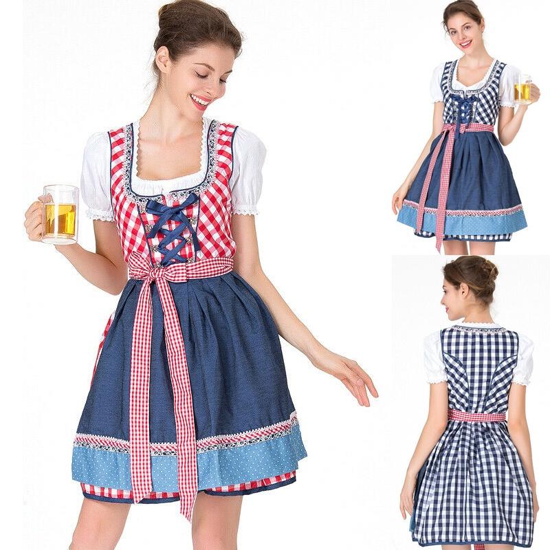 Oktoberfest Plain Dress Costume For Women Featuring Charming Vintage Style Design