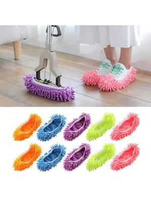 10 Pcs (5 Pairs) Mop Slippers,Mop Shoes,Dust Duster, Mop Socks for Women Men Kids Foot, Microfiber Dust Hair Cleaners