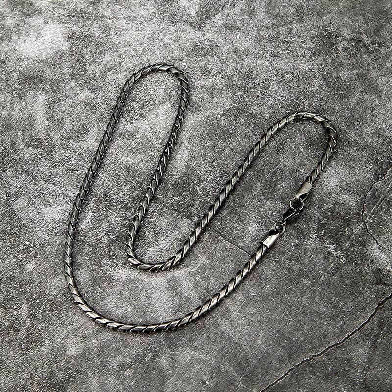 Punk Men Snake Link Chain Necklace Stainless Steel Vintage Oxidized Black Male Choker colar Jewelry Gifts for Him