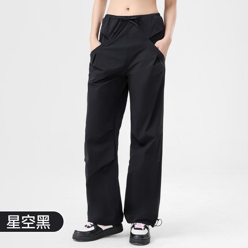 Sweatpants Spring and Summer New Loose Straight Drawstring Overalls Women's Senior Sense Thin Pocket Casual Wide-leg Pants