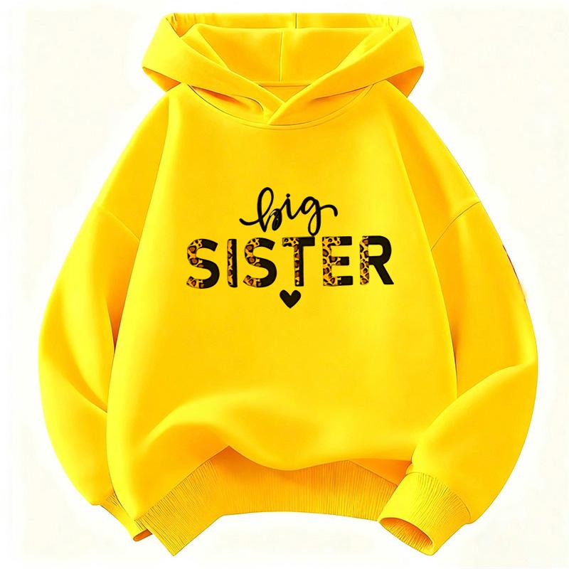 Fashion Big Sister Leopard Print Hoodie Kids Hip Hop Children's Sweatshirt Hoody Casual Hoodies for Boys Girls Clothes