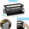 1pc Multifunctional Waterproof Plastic Sink Organizer Space-Saving Storage for Sponges, Brushes, Towels - Durable Black Plastic Design