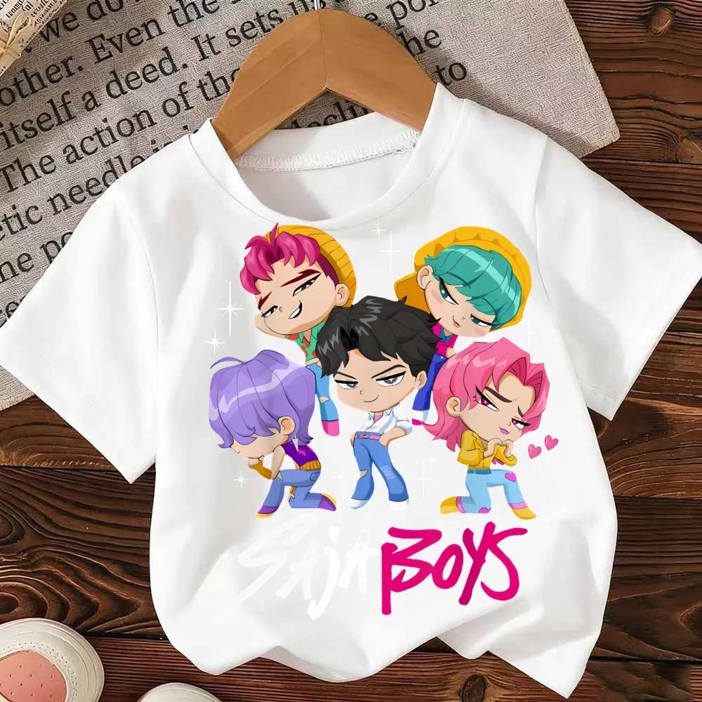 Kids Kpop Demon Hunter T-Shirt Summer Y2k Short Sleeve Fashion Top for Girls And Boys