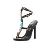 Fashion Fashion Summer Colored Gemstone Narrow Band Women Sandals Elegant Stiletto High Heels Gladiator Sandals Female Party Prom Shoes