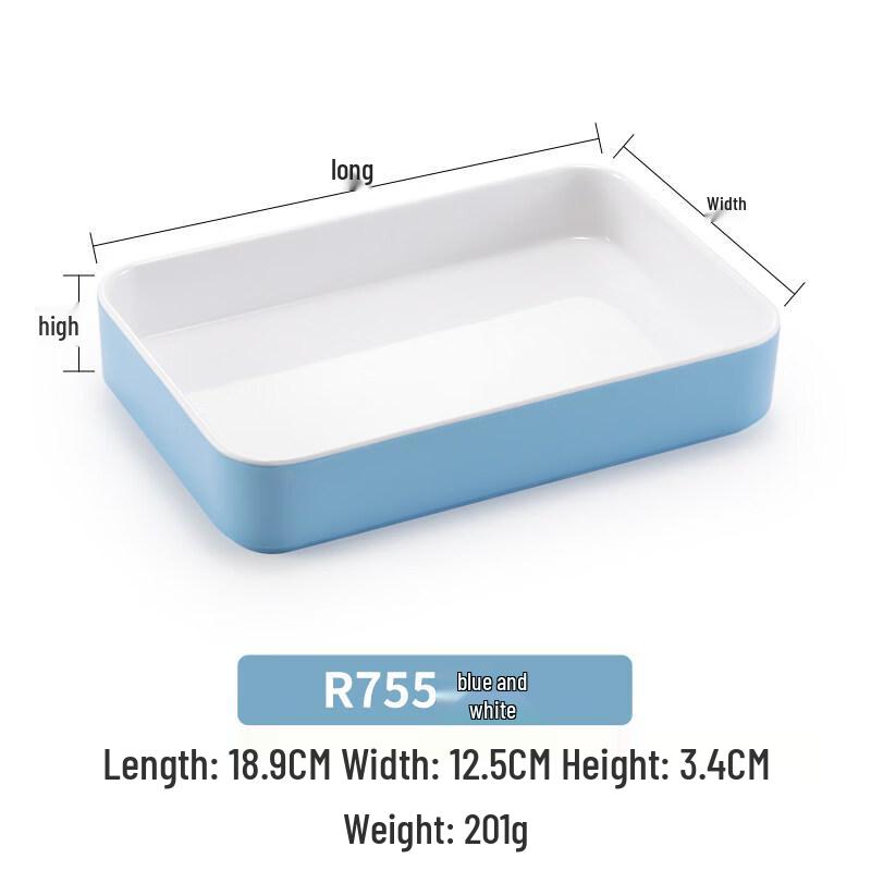 Handun R755 Japanese Melamine Rectangular Side Dish Plates (10-Pack)