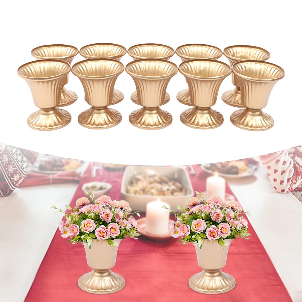 10 Pcs Antique Gold Wedding Vases Set,Iron Centerpiece Holders for Floral Arrangements, Party Home Decor