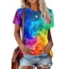Modisches Damen Rundhals Kurzarm 3D Lässiges Farbprint Lässiges Kurzarm Rundhals T-Shirt