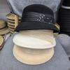 French Pearl Silk Linen Bow Lampshade Hat Women's Autumn and Winter Bucket Hat Australian Wool Felt Hat Retro Top Hat