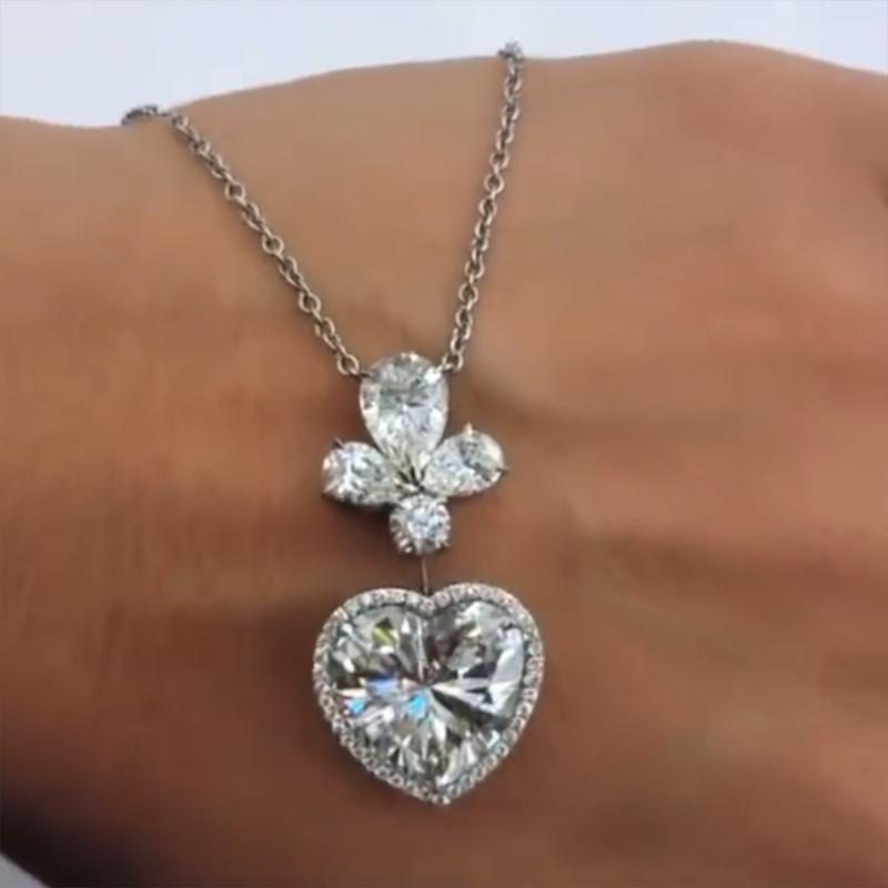 New Chic Crystal Cubic Zirconia Heart Pendant Necklace for Women Engagement Wedding Accessories High Quality Fashion Jewelry