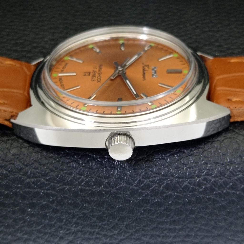 HAND-WINDING VINTAGE HMT KOHINOOR INDIAN MENS BROWN COLOR DIAL WATCH A440990-4 HT-a440990