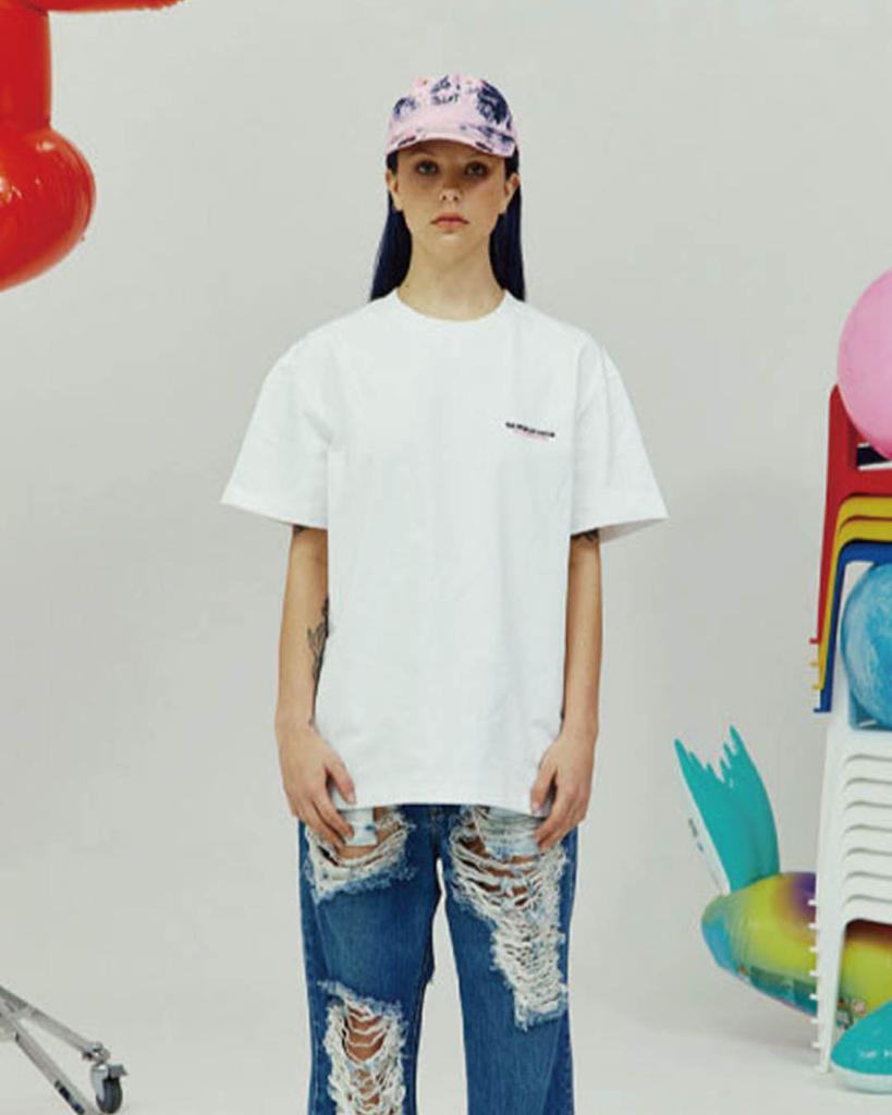 THEMUSEUMVISITOR Washed Denim Ballcap (Pink Blue)