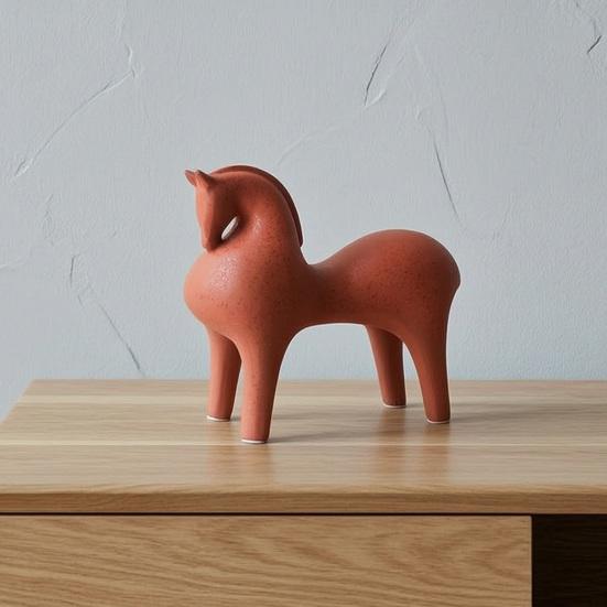 Decorazione per la Casa di Animali Contemporanea Statuetta Astratta di Cavallo in Ceramica, Statua Moderna per Ufficio Decorazione con Texture Satinata, Ornamento Scultura Artistica