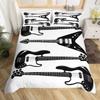 Guitar Duvet Cover Full Queen Tropical Blooming Floral Bedding Set For Kids Music Lover Musical Quilt Cover With 2 Pillowcases