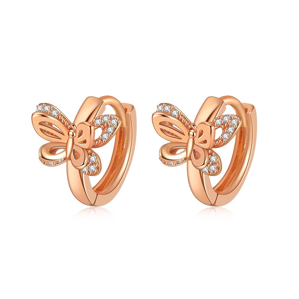 Korean Diamond-Studded 3D Butterfly Earrings - Light Luxury and Girlish Charm