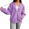 Women's Solid Color Fleece Hooded Sweatshirt with Zipper