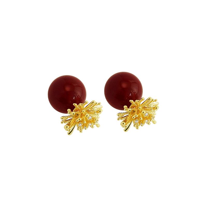 Silver Needle Diamond Firework Pearl Stud Earrings - Stylish, Elegant, Luxurious Design